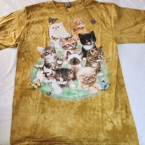 Gildan Gold Tie Dye Tshirt With Kittens Graphics Size Large